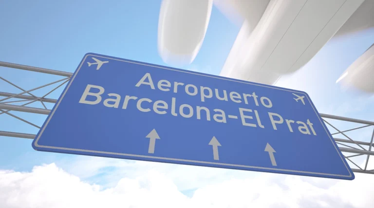 Barcelona airport road sign