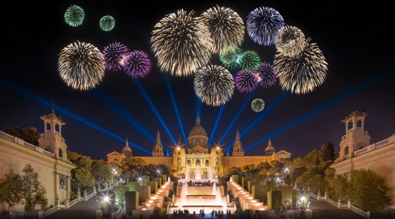 Fireworks over the Magical Fountain of Montjuic