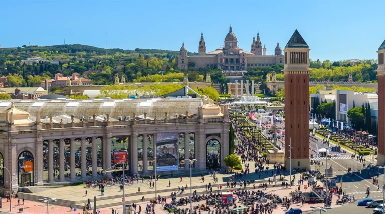 Montjuic vista from Placa de Espanya