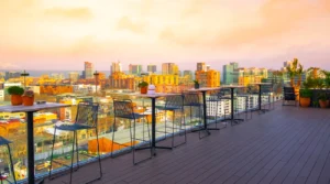 Rooftop at sunset in Barcelona